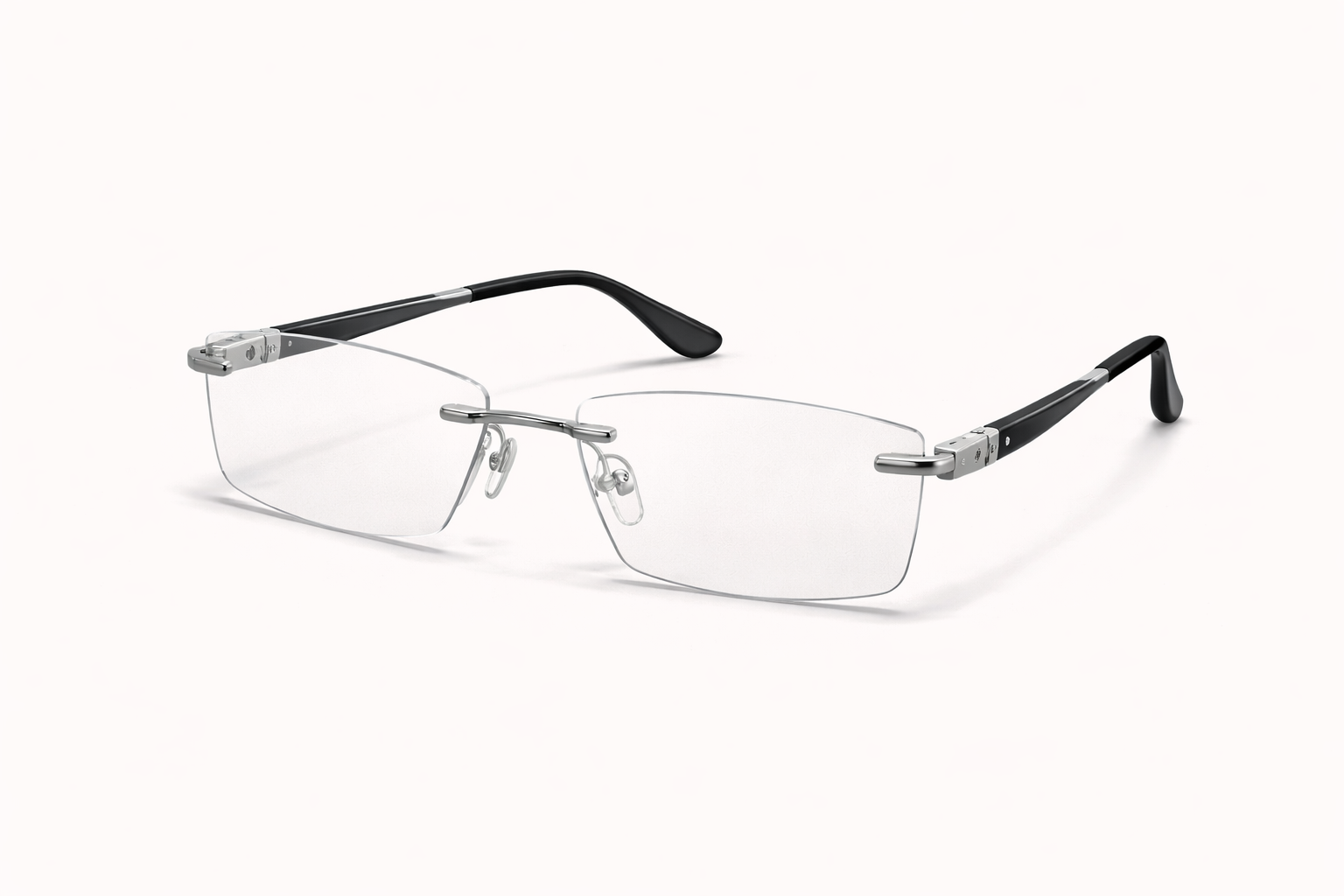 rimless rectangular eyeglass